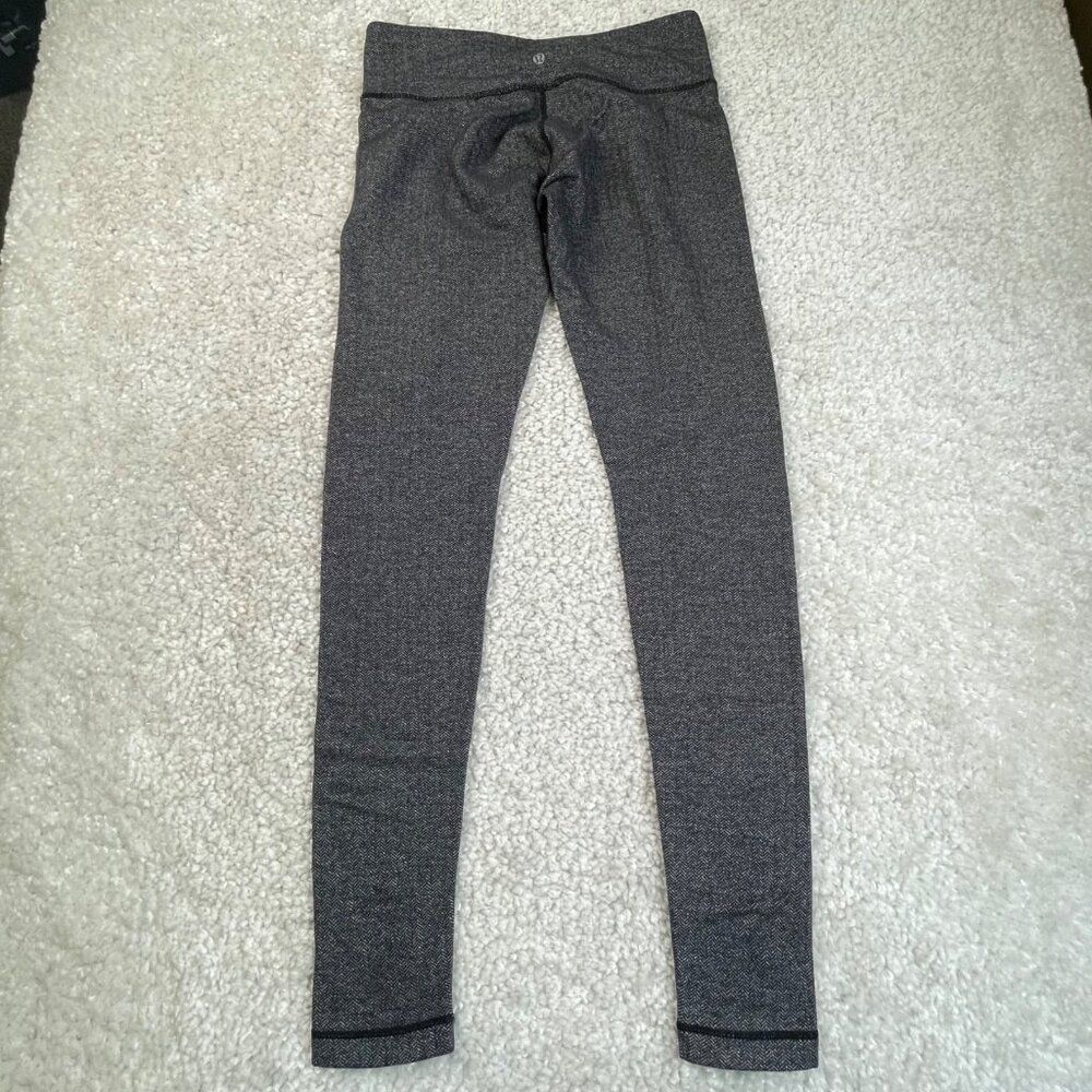 Lululemon Wunder Under Legging Low Rise Black Gray Herringbone 8 - Picture 3 of 10
